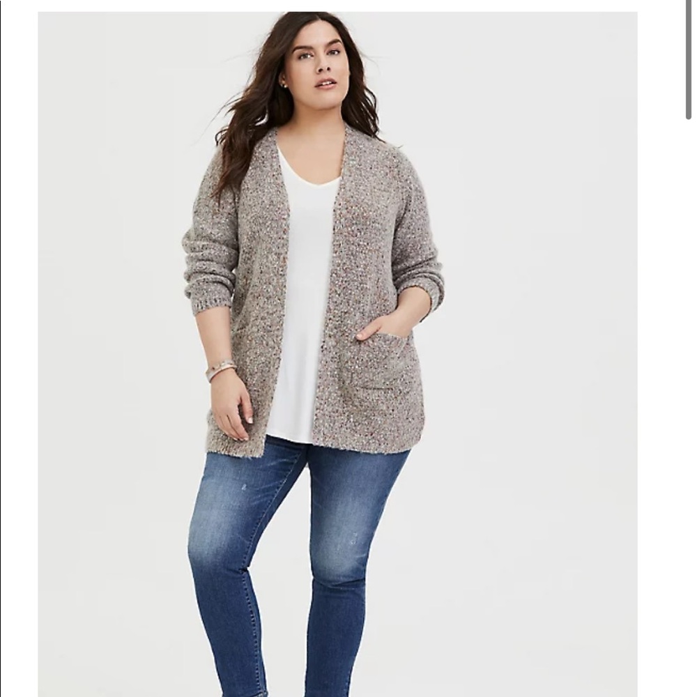 Gray and Colorful Marled Knit Cardigan